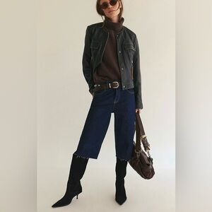 New! Free People “Jam Session” We The Free Low-Rise Relaxed Capri Jeans Denim